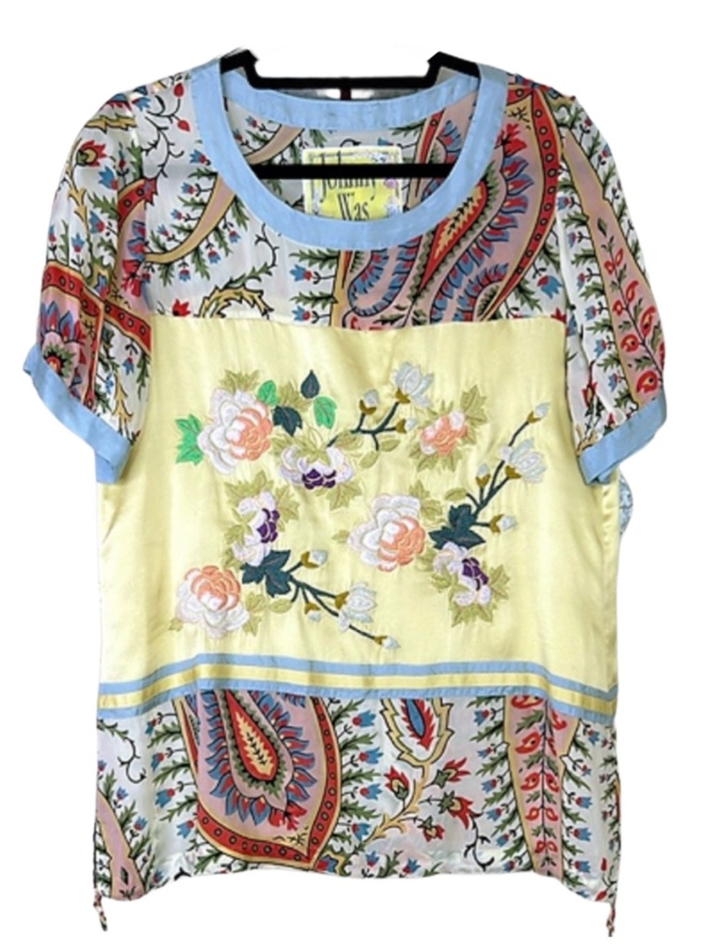 Johnny Was Mystic Floral Paisley Tunic Short Sleeve Top Blouse Medium - Picture 7 of 8